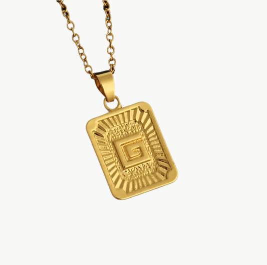 Vintage Gold Letter Pendant Necklace