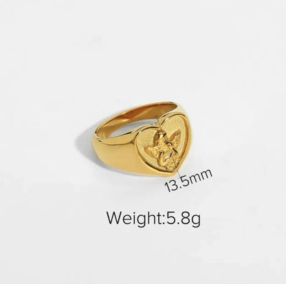 18K Gold Stainless Steel Love Ring