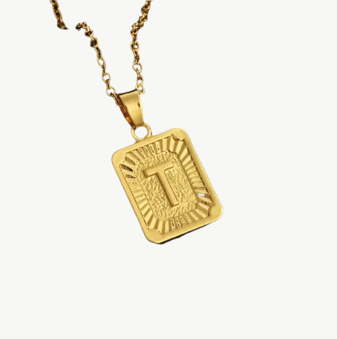 Vintage Gold Letter Pendant Necklace